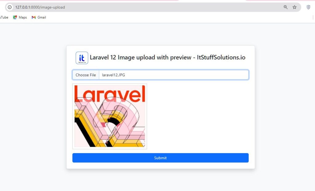 Laravel 12 image Upload in public folder with preview