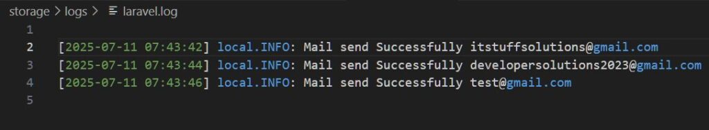 Log Message Printed by info() in Laravel