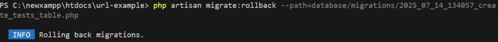 laravel 12 rollback a specific migration