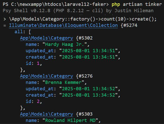Laravel 12 Generate Fake Data using Factory Tinker