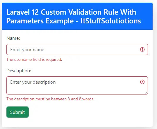 Laravel 12 Custom Validation Rule with Parameters