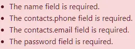 Display all validation error on top