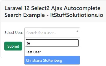 Laravel 12 Select2 Ajax Autocomplete Search Example