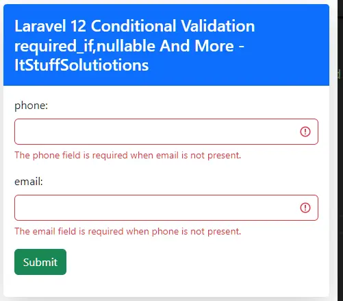 Laravel 12 Validation Rule required_without preview