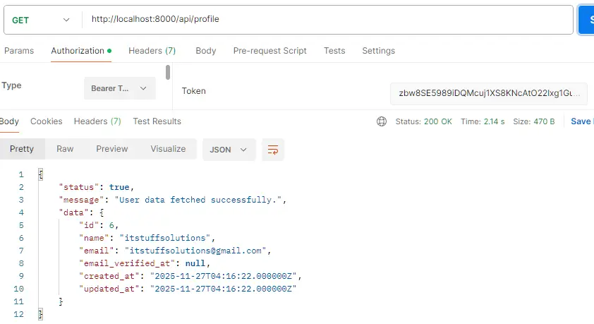 Laravel Sanctum Profile API