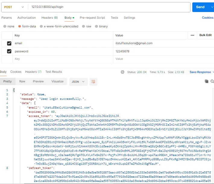 Laravel 12 passport Login API