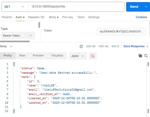 Laravel Passport Profile API