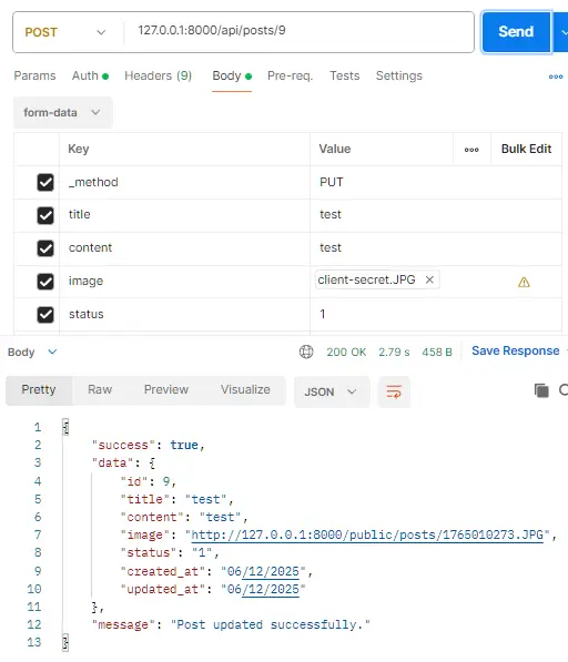 Laravel Passport Update Post With Image API