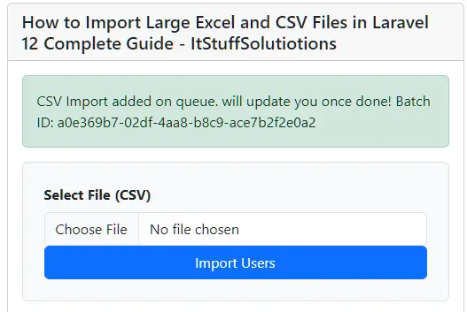 Laravel 12 Import Large CSV File Using Queue Step-by-Step Guide