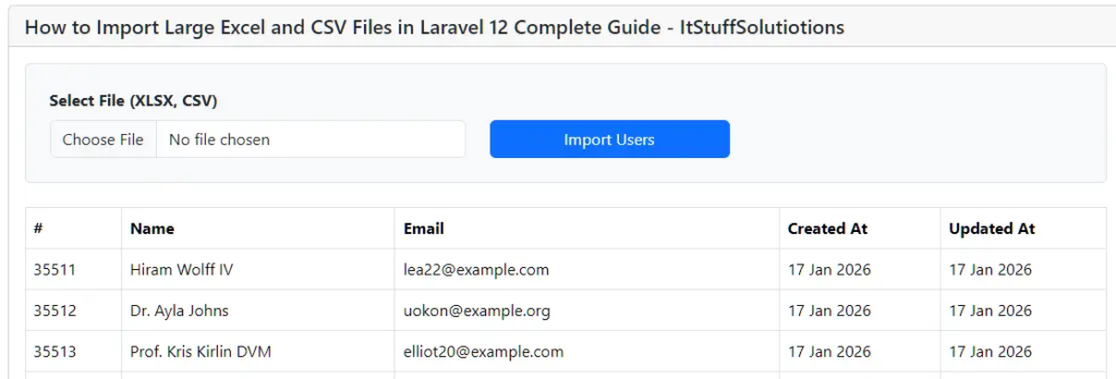 Laravel Excel Import Form Preview