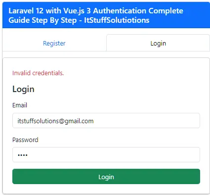 Laravel 12 with Vue.js 3 Authentication Complete Guide Step By Step